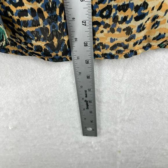 CAbi 565 Buchanan Tunic Women's Sz M Blue Black Leopard Print Striped Keyhole - Picture 4 of 10